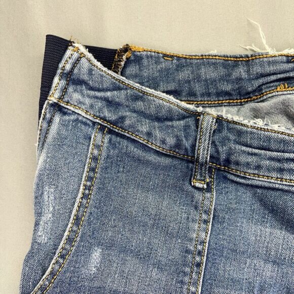 Mother Maternity Jegging Jeans Women's Blue Faded Whiskers Raw Hem Front Pocket - Picture 3 of 16